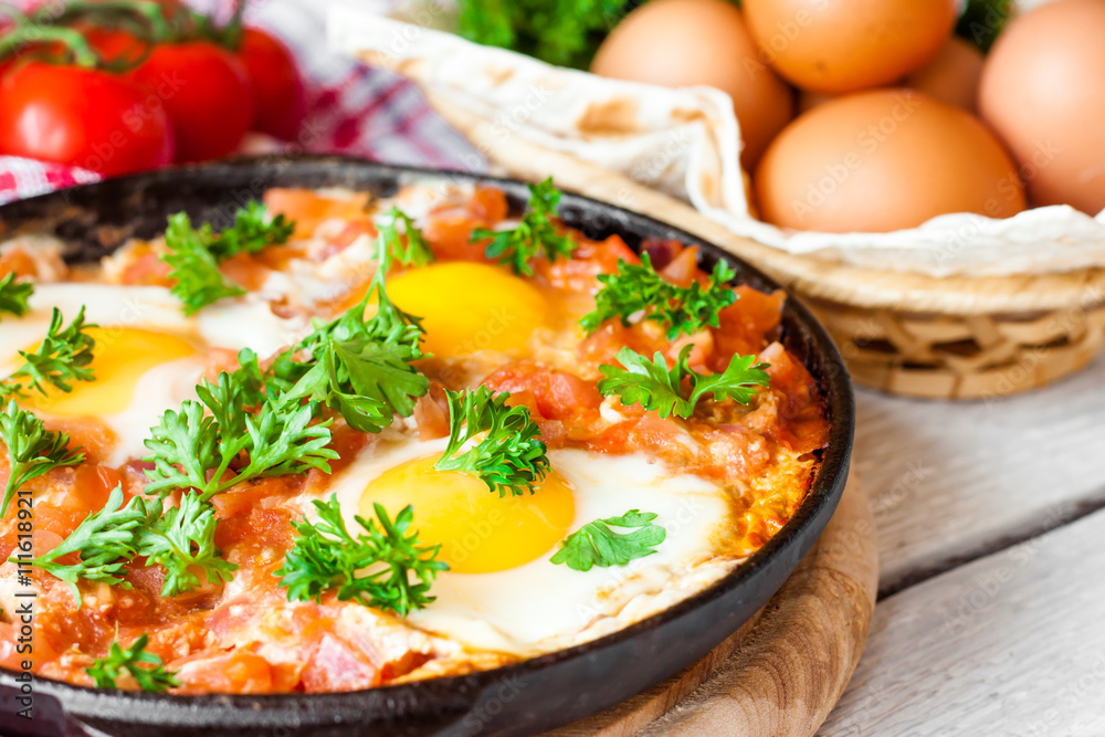 fried eggs in tomato sauce, shakshuka fried eggs in tomato sauce, shakshuka