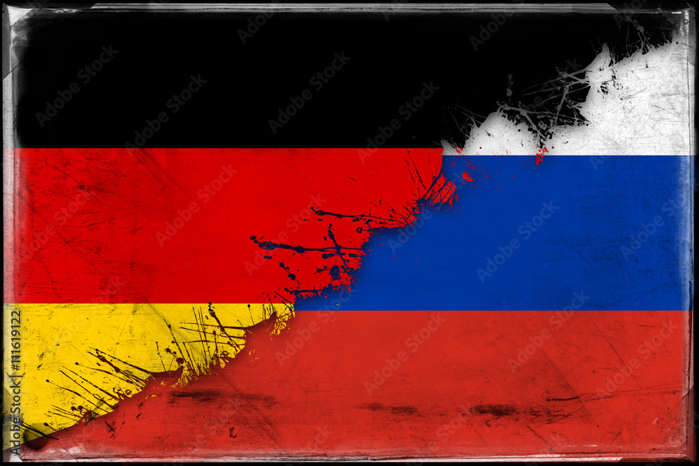 German flag and russian flag