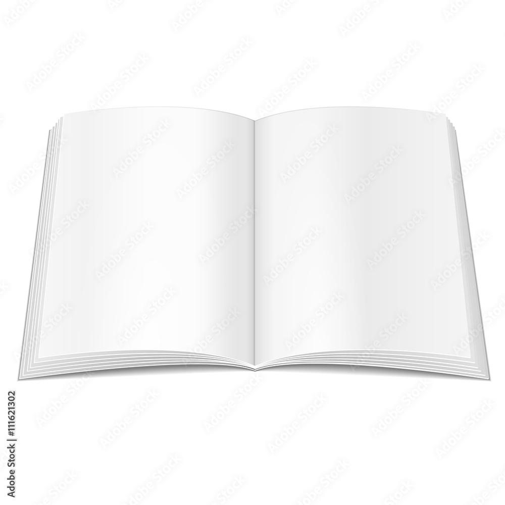 Blank Opened Magazine, Book, Booklet, Brochure. On White Background Isolated. Mock Up Template Ready For Your Design. Product Packing Vector EPS10 Blank Opened Magazine, Book, Booklet, Brochure. On White Background Isolated. Mock Up Template Ready For Your Design. Product Packing Vector EPS10