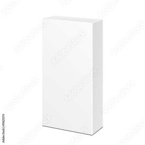 White Product Cardboard Package Box. Illustration Isolated On White Background. Mock Up Template Ready For Your Design. Vector EPS10