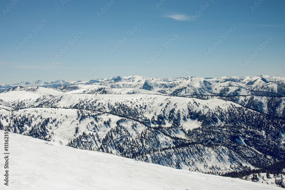 beautiful view of snow mountains, the Khamar Daban