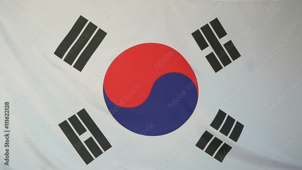 Slowmotion real textile Flag of South Korea
