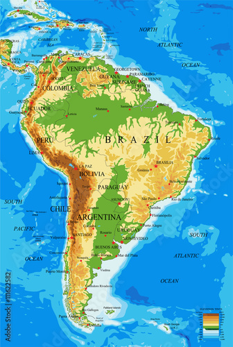 South America-physical map