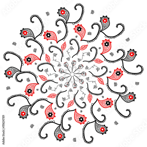 Ornate paisley with decorative flower and leaves. Mehendi paisly vector in eastern style. EPS10.