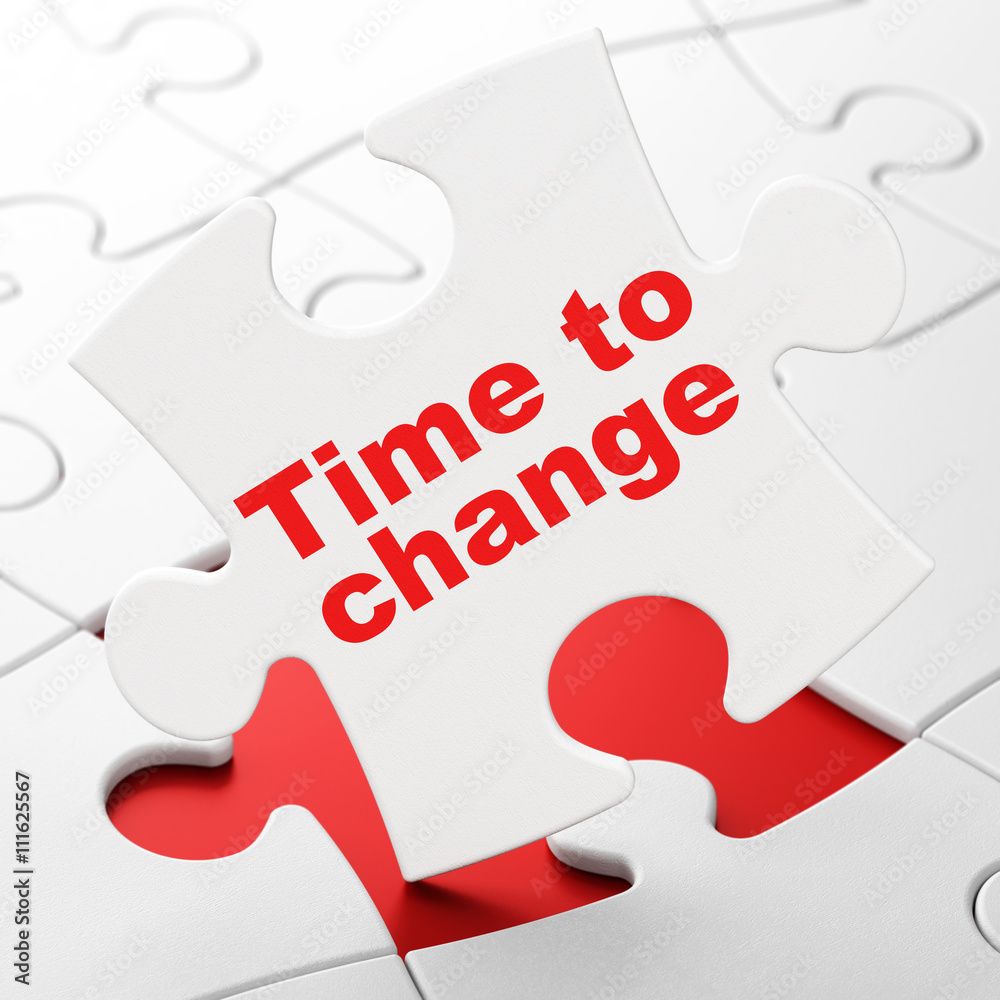 Timeline concept: Time to Change on puzzle background Timeline concept: Time to Change on puzzle background