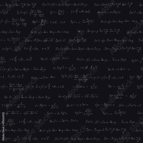 Seamless pattern with trigonometric formulas