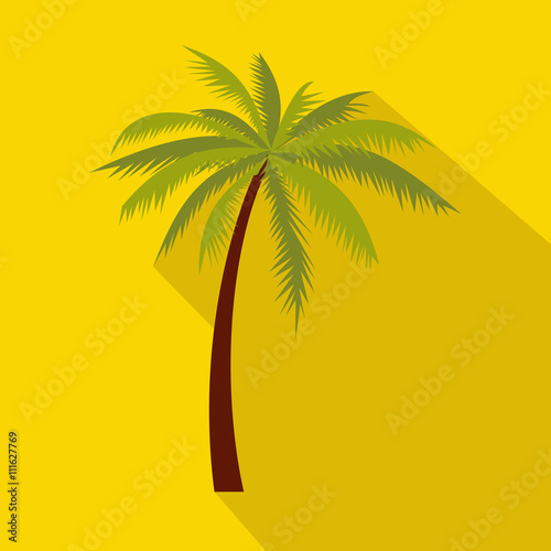 Green palm tree icon  flat style