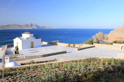 View of Vlicha Bay, Lindos. Rhodes, Greece, Europe.