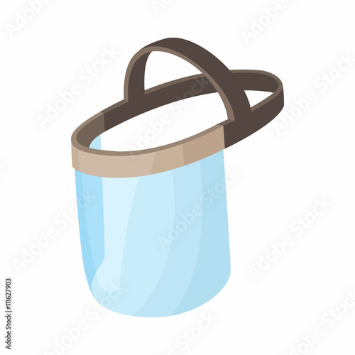 Plastic protective mask icon, cartoon style