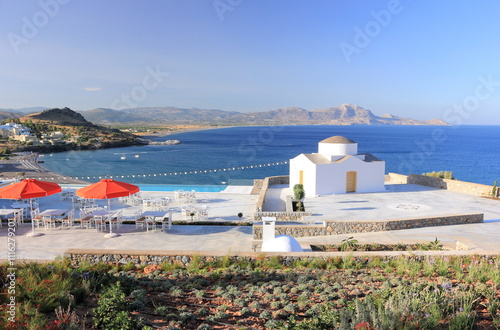 View of Vlicha Bay, Lindos. Rhodes, Greece, Europe. photo