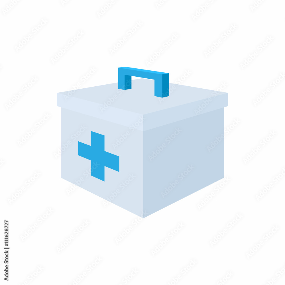 Medicine chest with blue cross icon, cartoon style Medicine chest with blue cross icon, cartoon style