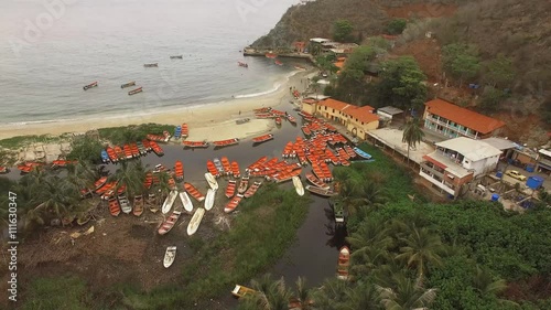 Aerial view of Chuao Bay or Chuao, Aragua State, Venezuela in the Caribbean sea. Chuao is best known to grow the best and finest cocoa in the world.