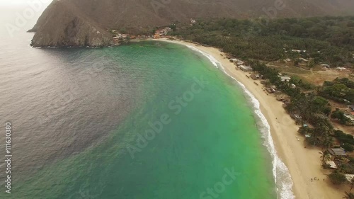 Aerial view of Chuao Bay or Chuao, Aragua State, Venezuela in the Caribbean sea. Chuao is best known to grow the best and finest cocoa in the world.