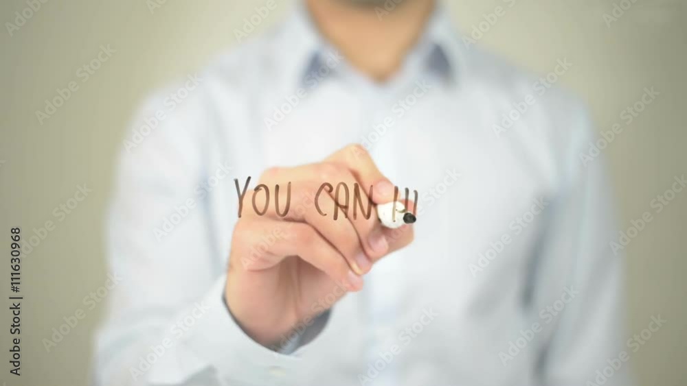 You Can Help , man writing on transparent screen You Can Help , man writing on transparent screen