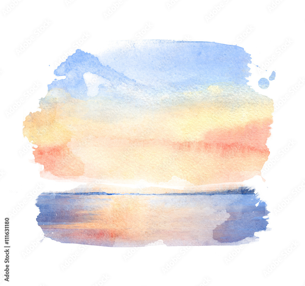 Obraz premium Akwarela ilustracja zachód słońca
