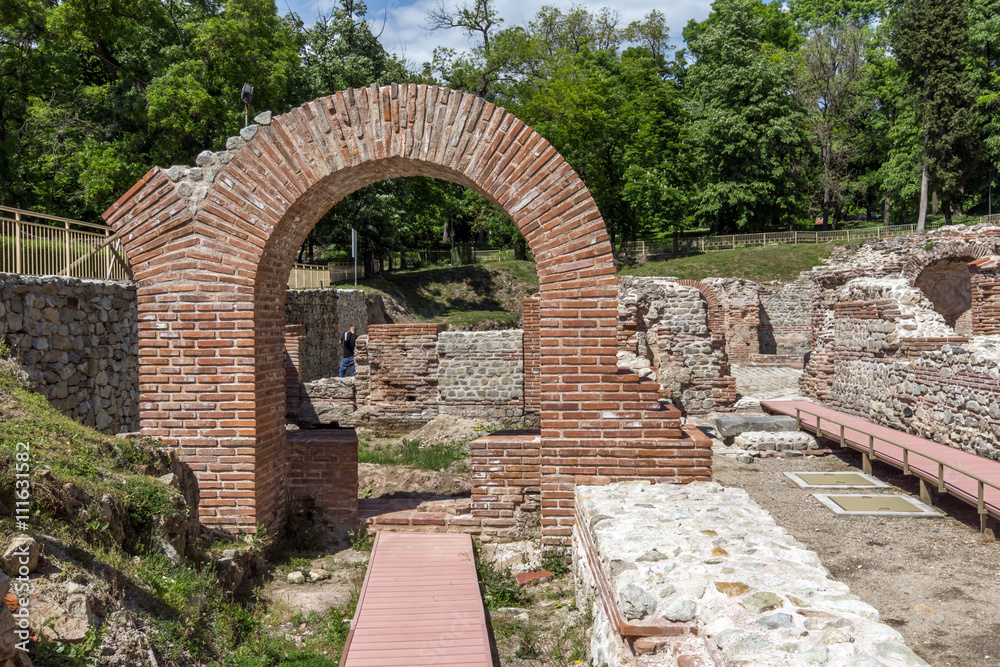 Entrance of the ancient Thermal Baths of Diocletianopolis, town of Hisarya, Plovdiv Region, Bulgaria