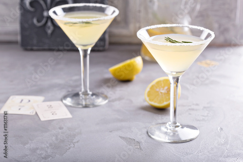 Lemonade martini with rosemary