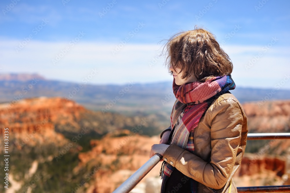 Tourist in Bryce Canyon National Park, USA Tourist in Bryce Canyon National Park, USA