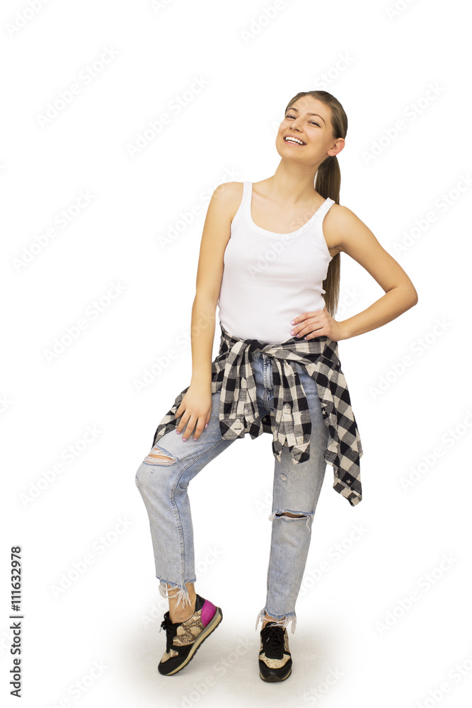 Happy young woman isolated on white background Happy young woman isolated on white background