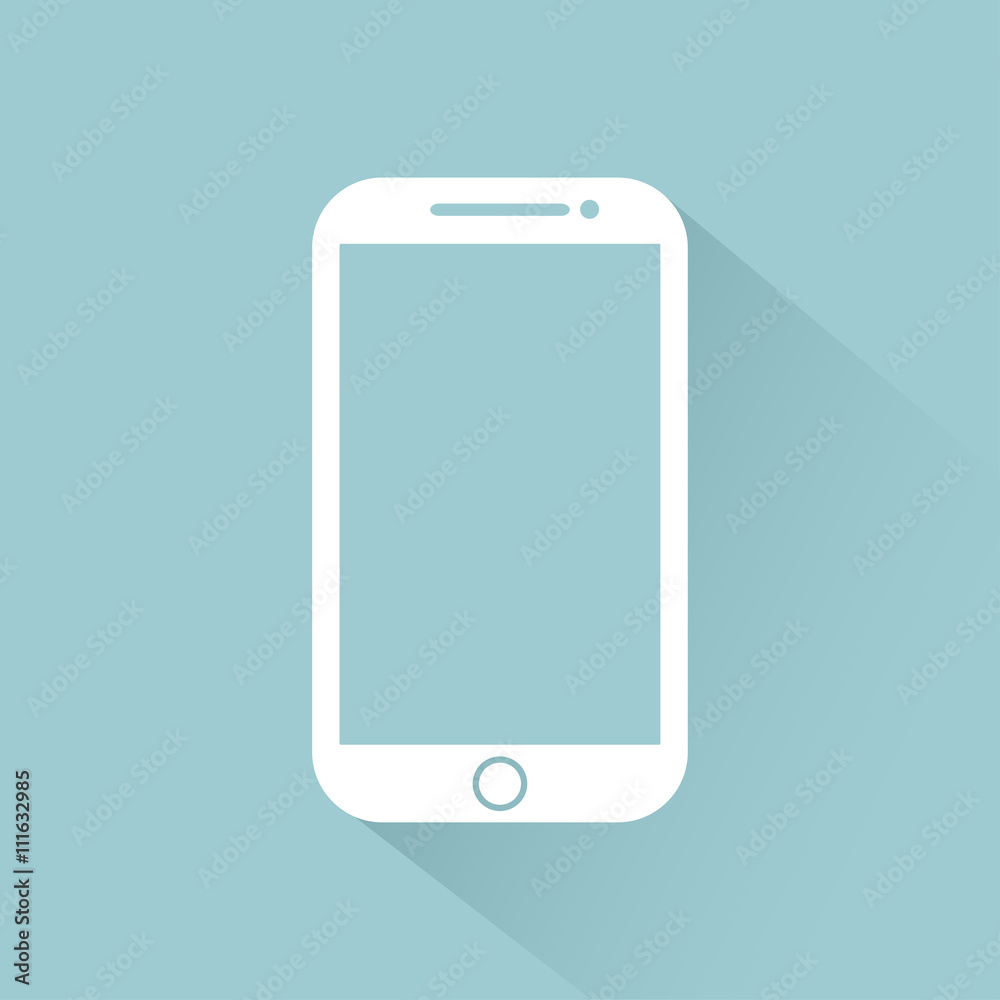 Mobile flat style icon with shadow isolated on light background, vector illustration for web design Mobile flat style icon with shadow isolated on light background, vector illustration for web design