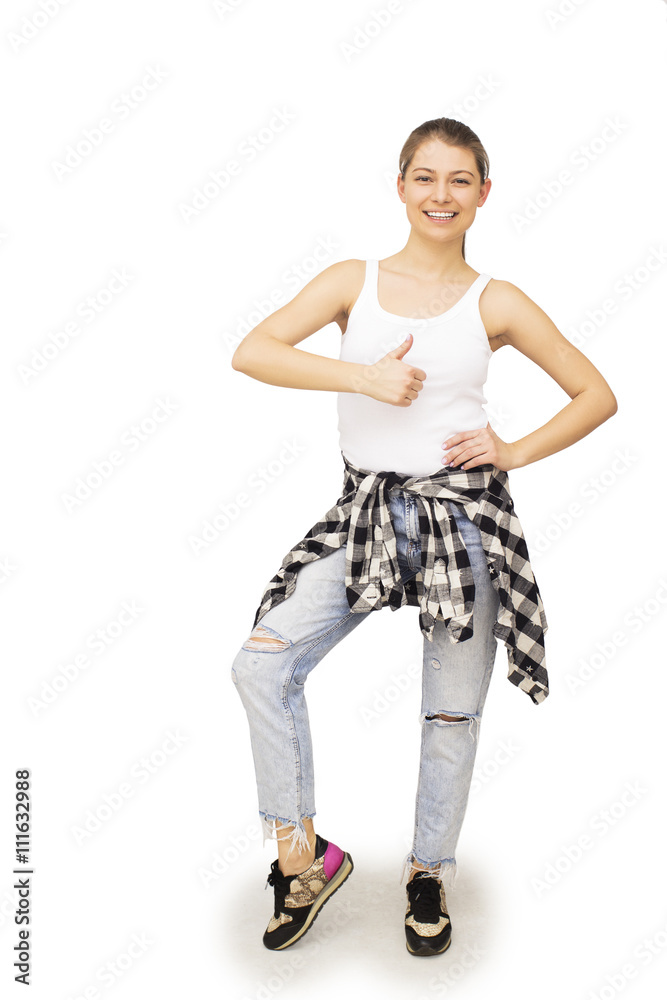 Happy young woman isolated on white background Happy young woman isolated on white background