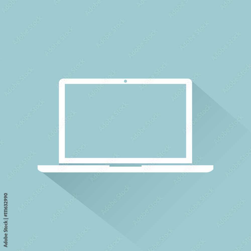 Laptop icon flat style with shadow isolated on a light background, vector illustration for web design Laptop icon flat style with shadow isolated on a light background, vector illustration for web design