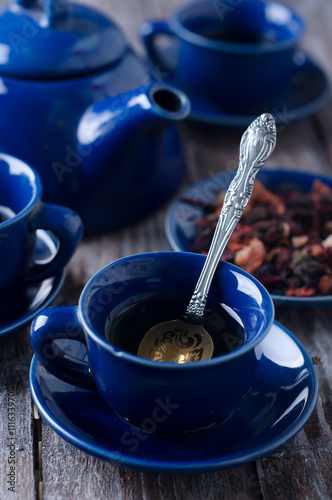 Blue cup of tea.