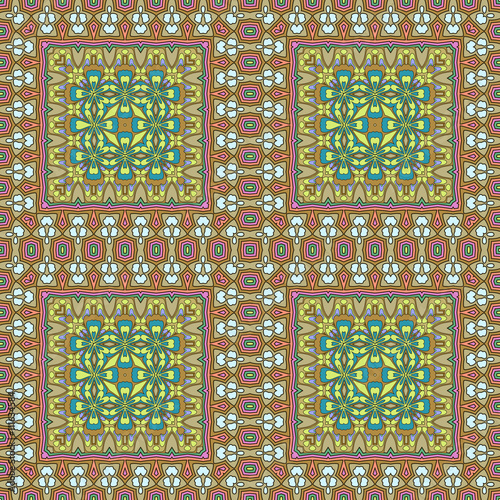 Vector seamless bohemian ornament. Abstract geometric background. Template for the carpet, bedspreads, mosaics, shawls, tiles, bandana, wallpaper.