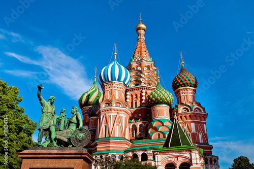 St. Basil's Cathedral, Minin and Pozharksy monument in Moscow photo