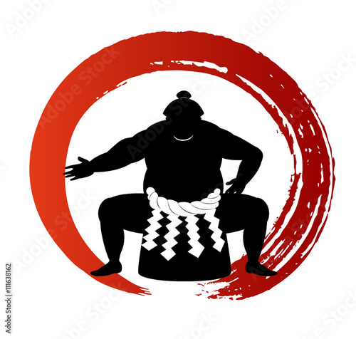 japanese Sumo wrestler beautiful silhouette .vector art