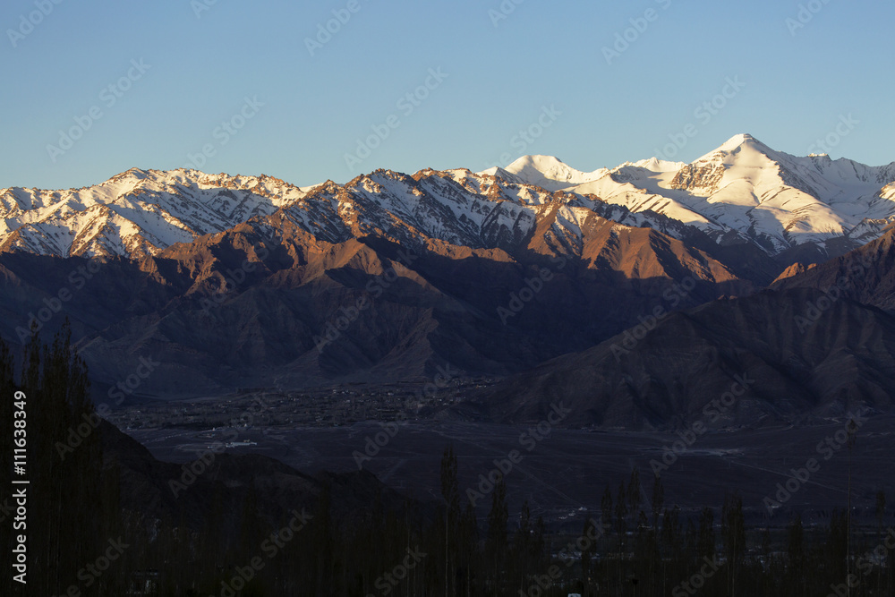 view of Himalaya range on the way to Leh Ladakh india.