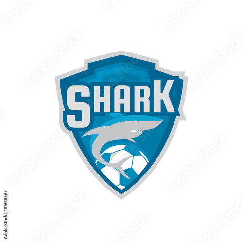 Football logo design, Blue Shark soccer team, vector illustratio