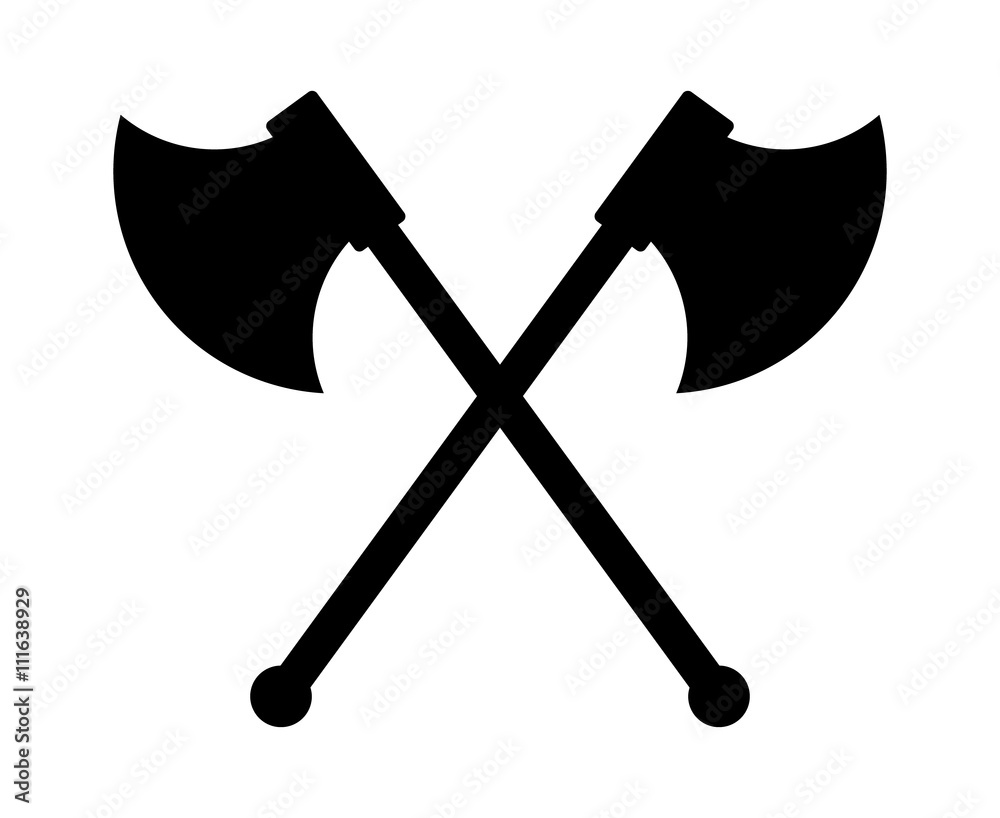 Crossed battleaxe or battle axe flat icon for games and websites Crossed battleaxe or battle axe flat icon for games and websites