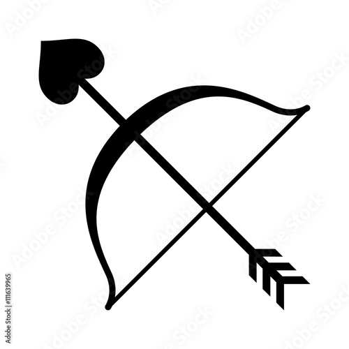 Cupid bow and heart arrow flat icon for apps and websites