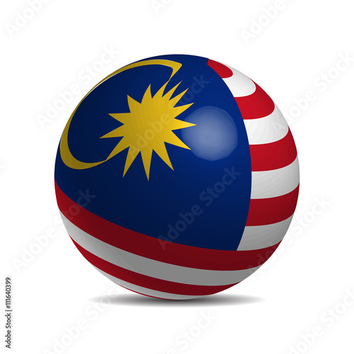 Malaysia flag on a 3d ball with shadow