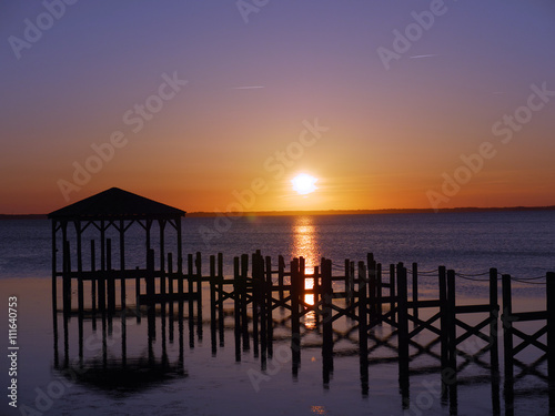 Reflections on Currituck Sound at Sunset-Duck