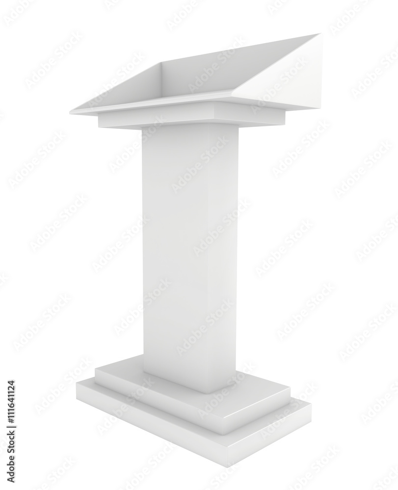 Speaker podium tribune rostrum stand. Isolated on white background. Debate, press conference. Speaker podium tribune rostrum stand. Isolated on white background. Debate, press conference.