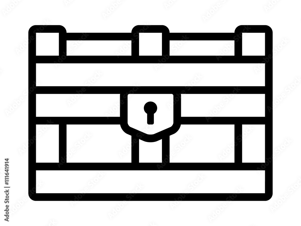 Treasure chest storage box line art icon for apps and websites Treasure chest storage box line art icon for apps and websites