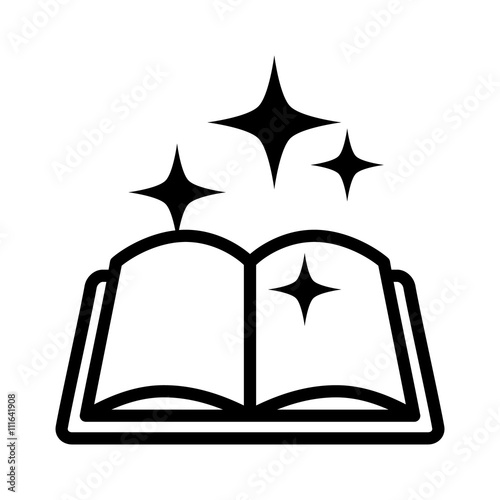 Magic spell book, tome or manual line art icon for games and websites 