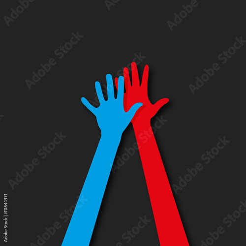 main bleu et rouge