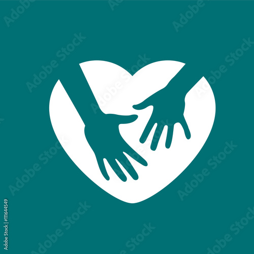 carte main coeur,vecteur concept