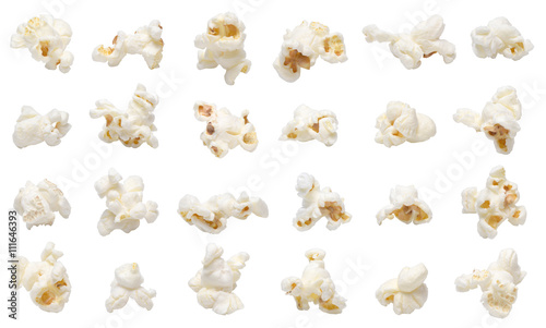 Popcorn collection isolated on white