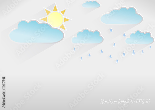 Vector 3D weather template of partly cloudy day, light