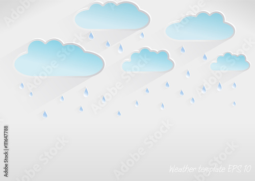 Vector 3D weather template of rainy day, light