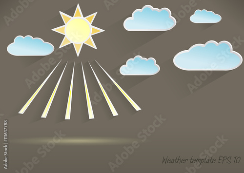 Vector 3D weather template of sunny day, dark