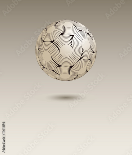 an infinite moebius stripe sphere floating in the air, in beige and black