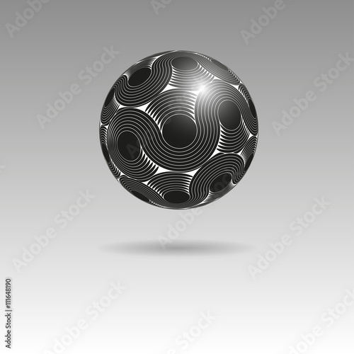 an infinite moebius stripe sphere floating in the air, in black and silver shades. photo