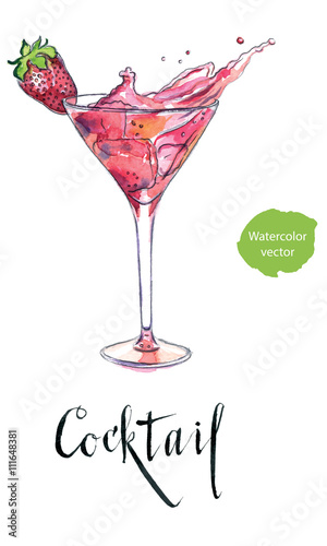 Wineglass of strawberry cocktail