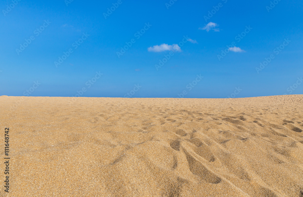 Empty tropical beach with white cloud and blue sky background in Thailand Empty tropical beach with white cloud and blue sky background in Thailand