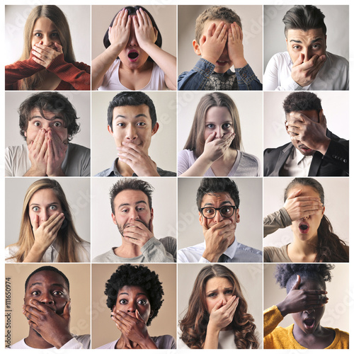 Canvas Print Surprised people